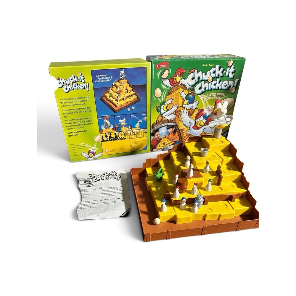 Chuck It Chicken! RARE Ravensburger 2006 Vintage Board Game Missing 2 Green